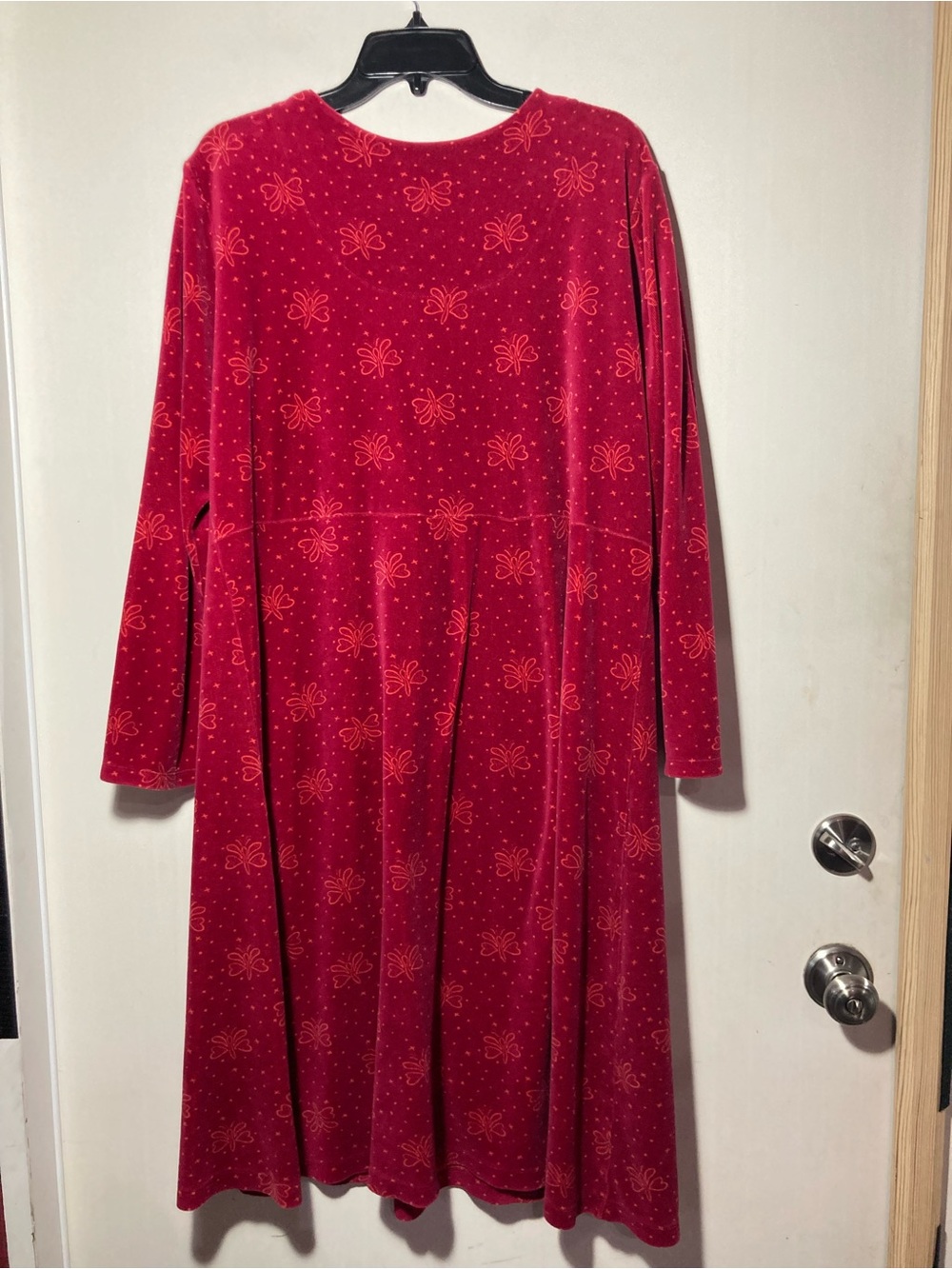 Gudrun Sjoden Velour Midi Dress Long Sleeve Front Pleat Butterflies Size XLarge - Picture 3 of 16